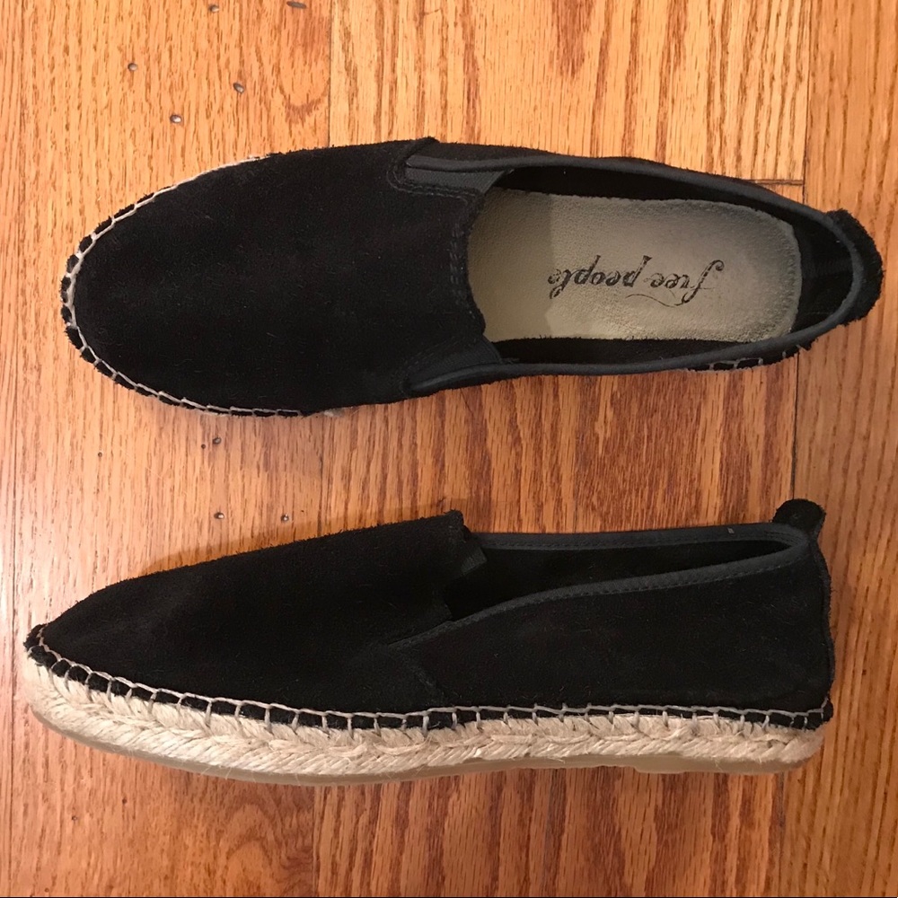 EUC Free People Suede Loafer, Black - Picture 1 of 5
